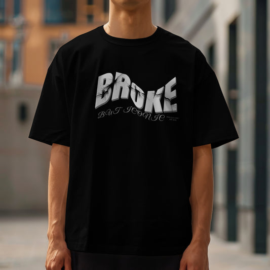 BROKE BUT ICONIC Oversized Tee – Make a Statement Without Saying a Word